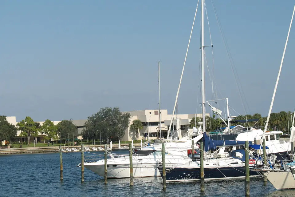 Sailboats and yachts in the St. Petersburg city marina