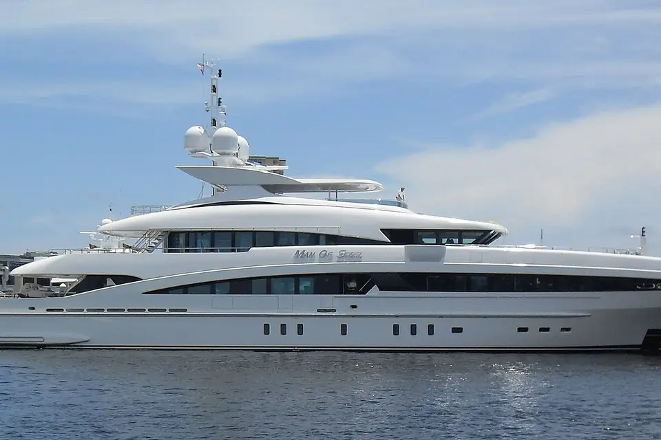 Large luxury motor yacht at Bahia Mar marina in Fort Lauderdale